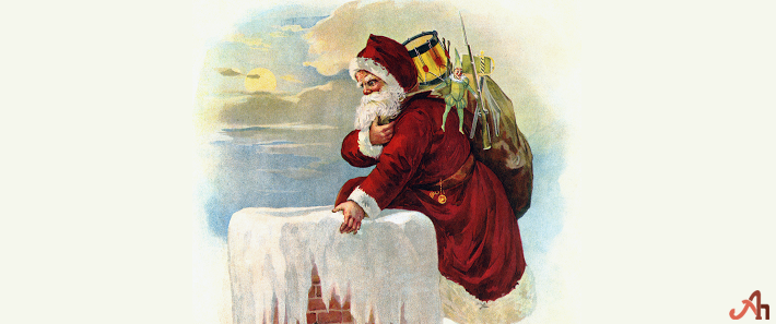Santa Claus Going Down Chimney